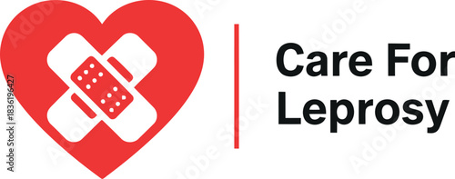 World leprosy day red heart with bandage symbol care for leprosy text medical awareness support concept