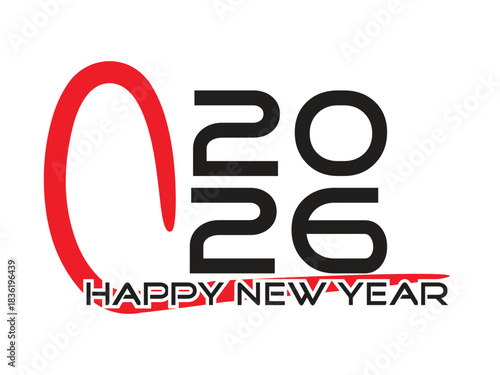 2026 Happy New Year Modern Vector Design: Warm Tones Horizontal Banner or Greeting Card Template