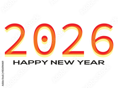 2026 Happy New Year Vector Banner Design with Abstract Gradient Numbers and Modern Style Typography