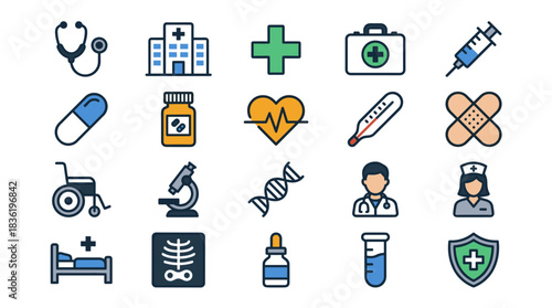 Healthcare Vector Icon Sheet File – Medical Hospital Line Icons