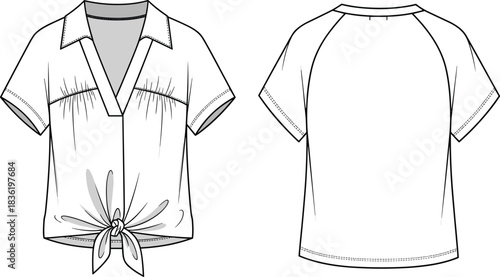 Women's $\text{Casual}$ Cropped Denim Trucker Jacket Technical Fashion Flat $\text{CAD}$ Drawing Vector Illustration with Topstitch Detail and Buttoned Chest Pockets For Design Portfolio $\text{Showca