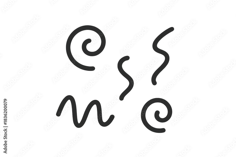 Naklejka premium Hand drawing wavy and spiral shapes for a doodle set on transparent background, adding a playful design element