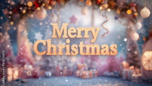 Christmas Decorations With Bright Lights and Gifts in a Festive Setting