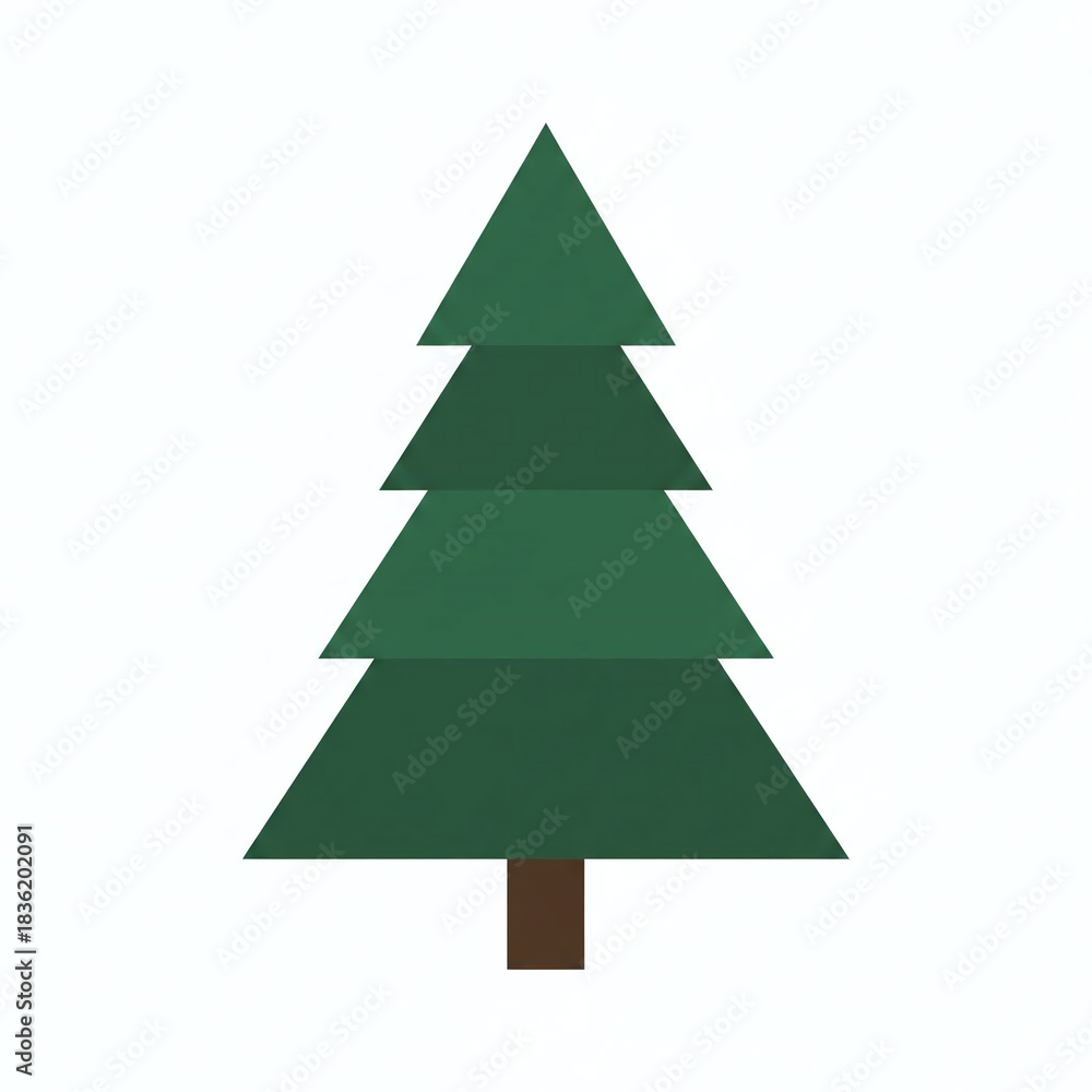 Fototapeta premium Minimalist Low Poly Pine Tree On White Background
