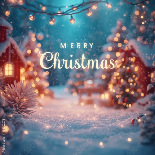 Warm Scene of a Winter Village With Decorations During the Christmas Holiday