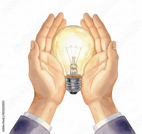 Inner Glow Light in the Palm isolated watercolor vector illustration sv