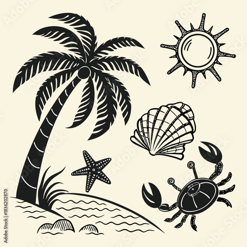 vector illustration of a tropical beach