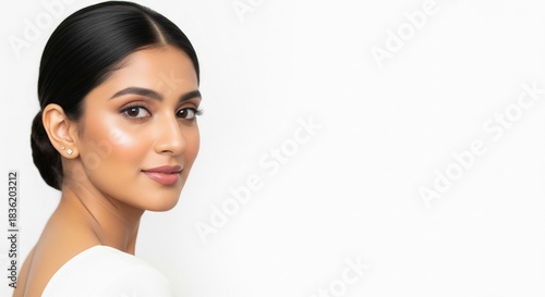 Beautiful young Indian woman with radiant skin and natural beauty