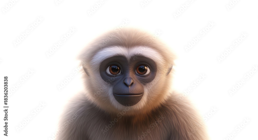 Obraz premium Captivating close-up of a animated monkey with gentle expressive eyes and soft fluffy fur against