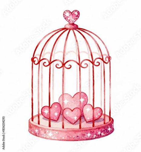 Heart's Prison Love Cage isolated watercolor vector illustration svg