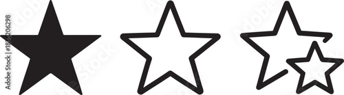Silhouette star vector icons set, perfect for ratings, highlights, badges, and design use.