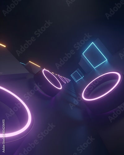 3d render of a glowing neon sign icon on a black background