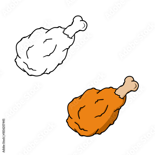 Seamless pattern of chicken legs. Hand drawing Doodle chicken legs. Fried chicken doodle pattern background. Fried chicken Seamless Pattern for coloring kids books	