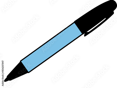 A single vector illustration of a round analog clock with a dark red outer ring and a light blue face on a black background