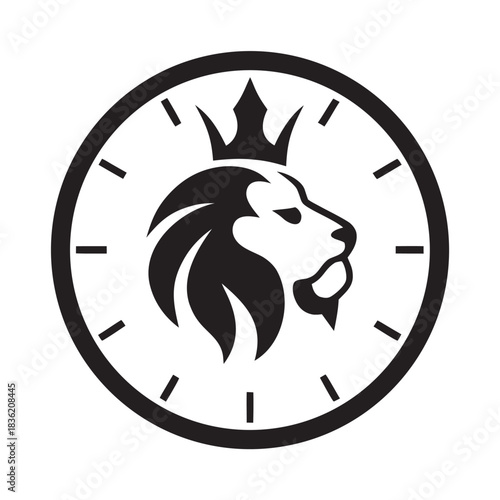 Regal Lion Clock Emblem Elegant Artwork