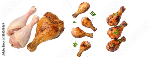 Fresh Whole Poultry with Aromatic Herbs and Vegetables on White Background”