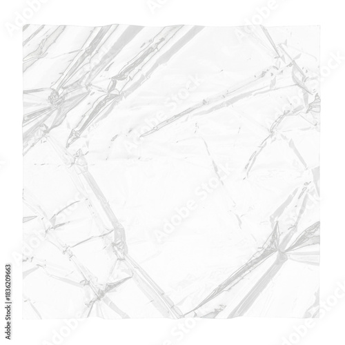 3d transparent wrapping film pieces, plastic bag texture isolated render icon set. Transparent plastic wrap texture overlay. Crumpled polyethylene film, shrink packaging sheet, vinyl sleeve cover mock
