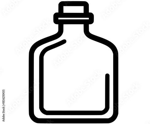 Vintage flask black white world - nostalgic nod olden days travel exploration. | Clean, isolated vector art for creative projects.