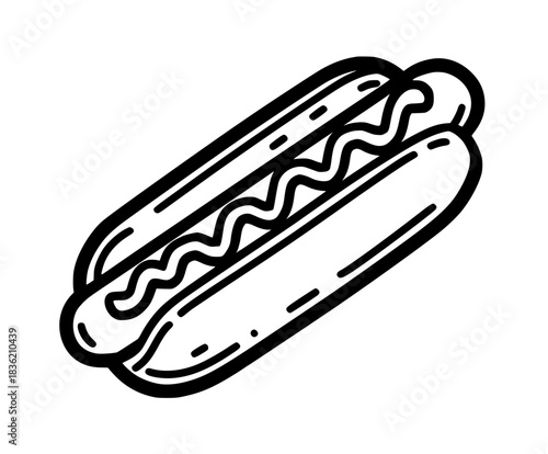 Bite into tasty hot dog | Clean, isolated vector art for creative projects.