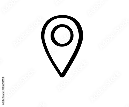 Elegant Black & White Map Pin Icon | Clean, isolated vector art for creative projects.
