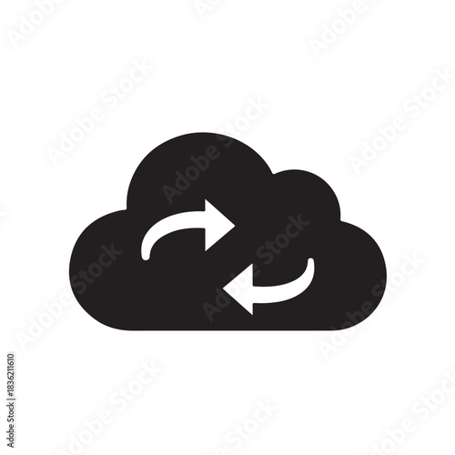 Cloud sync icon data transfer symbol for cloud computing and storage simple vector graphic on white