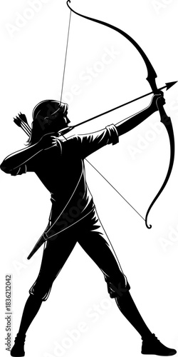 Need a visual symbol for 'focus on results'? This high-resolution archer silhouette is the perfect metaphor for perseverance and precision, ready to become a powerful asset in your designs.