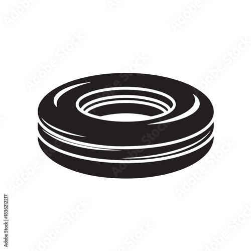 Black inflatable ring icon simple vector illustration for summer vacation and pool fun isolated on w