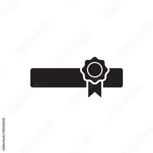 Award ribbon icon simple black and white vector graphic for achievement and recognition concepts iso