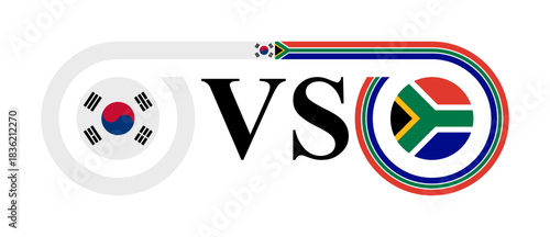 concept between korea republic vs south africa. vector illustration isolated on white background