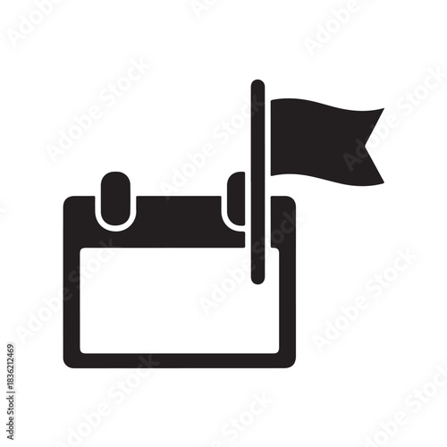 Calendar icon with a flag representing an important date or event simple vector illustration for planning and scheduling