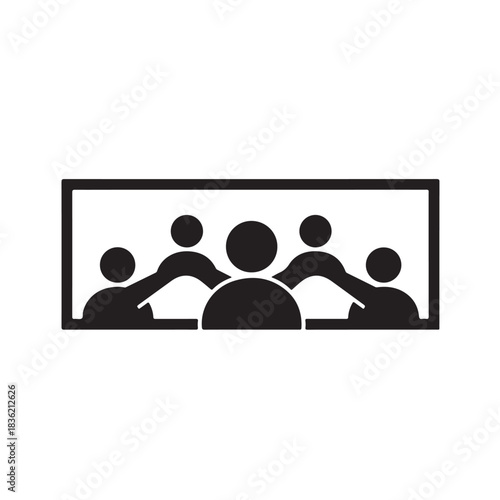 Group of people icons in a video conference representing teamwork and online communication flat design symbol for digital platforms