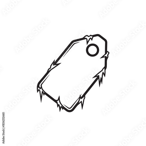 Roughly drawn price tag icon with torn edges a simple hand-drawn symbol for retail sales or discounts isolated on white background
