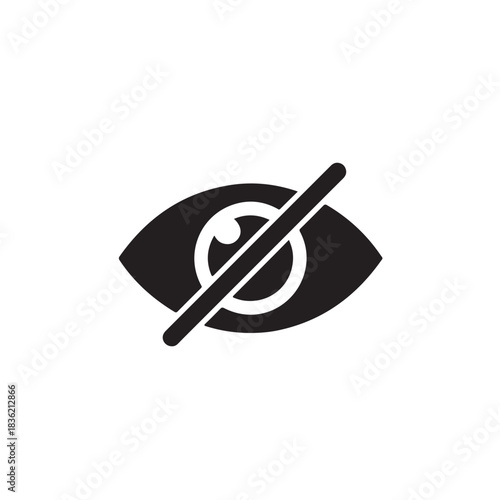 Hidden eye icon minimalist flat vector symbol for privacy settings and user interface design isolated on white background