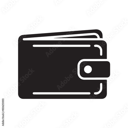 Minimalist black wallet icon flat design vector symbol for finance and payment applications isolated