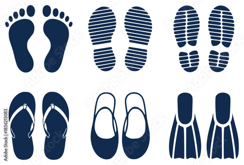 Collection of Footwear and Footprints Icons