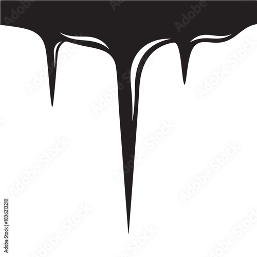 Stylized black dripping liquid or melting icicles a graphic vector design element for grunge and win