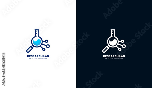 Tech research lab logo, research lab icon. Technology research lab symbol. Vector illustration template design