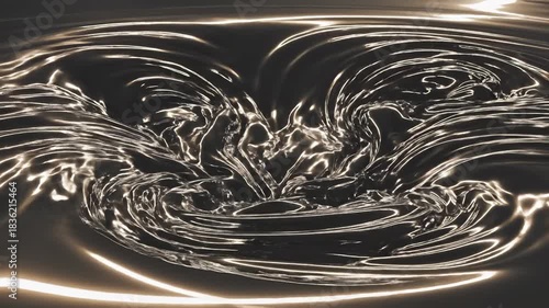 Abstract Dark Liquid Metal Animation with Glowing Edges.