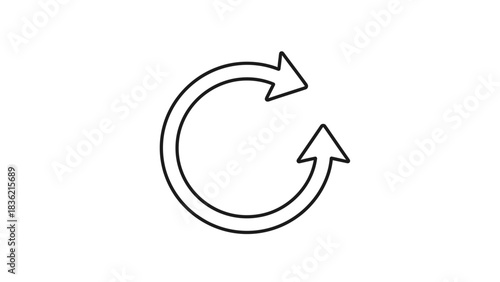 Simple black and outline icon representing a circular refresh or reload process with two opposing arrows