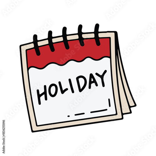 Holiday calendar page with red top border.