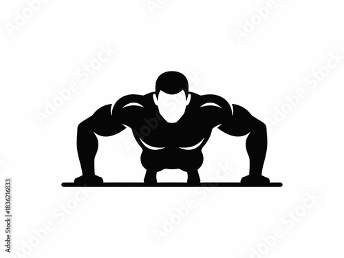 Man doing push-up exercise silhouette