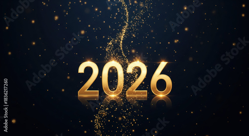 Wallpaper Mural dark navy new year 2026 background with glowing gold particles Torontodigital.ca