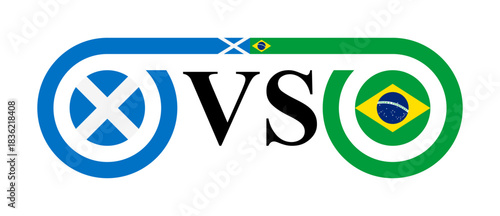 concept between scotland vs brazil. vector illustration isolated on white background
