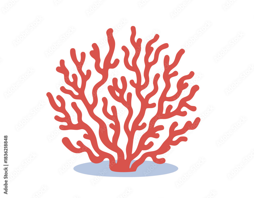 Obraz premium Coral Reef Branch Underwater Marine Life Ocean Flora Nature Aquatic Ecosystem Sea Coral Branch Simple Vector Illustration