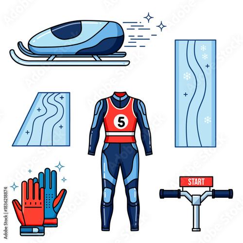 Luge Sliding Racing Gear Flat Vivid Icon Pack