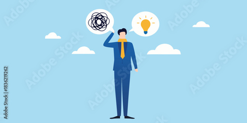 From confusion to clarity business man finding a solution
