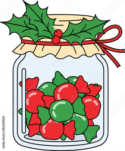 Christmas Candy Jar Illustration