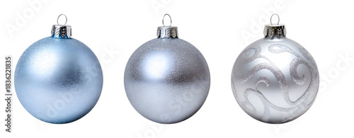 Elegant Silver & Blue Christmas Baubles Collection”