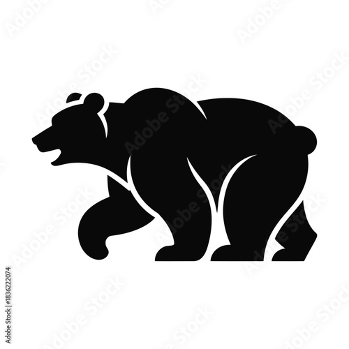 Silhouette vector image of a bear walking or standing, , on white background.