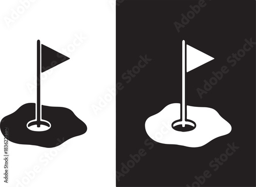 Golf hole and flag icon isolated vector illustration for sports applications and web design.